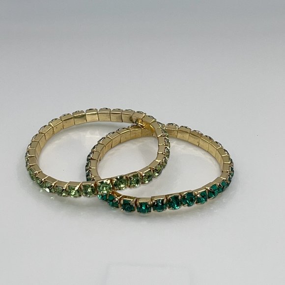 Two green colored rhinestone bracelets - Picture 1 of 5